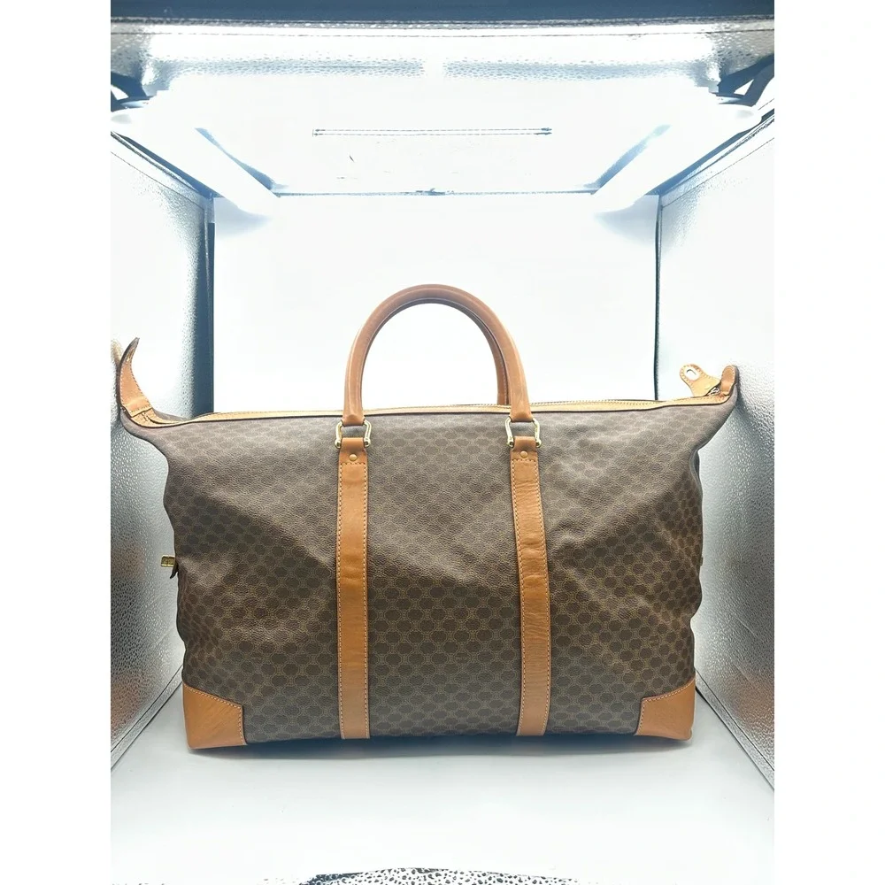 Vintage Celine Macadam Canvas Boston Bag XL Weekender Travel Duffle Carry-On - Picture 8 of 15